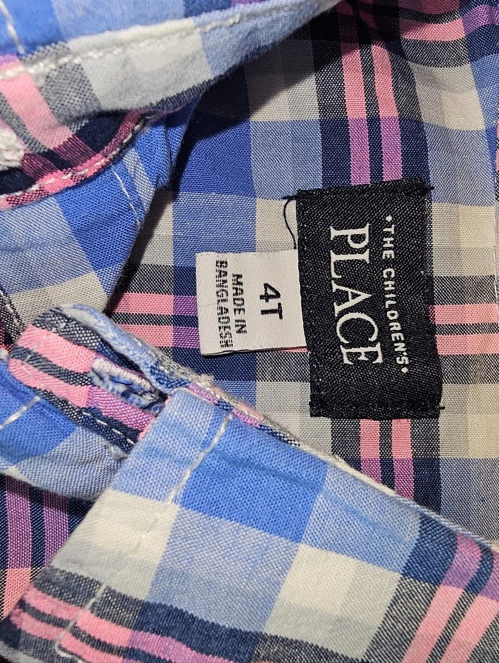EUC | 4T | The Children’s Place Blue Pink Plaid Button Front Shirt